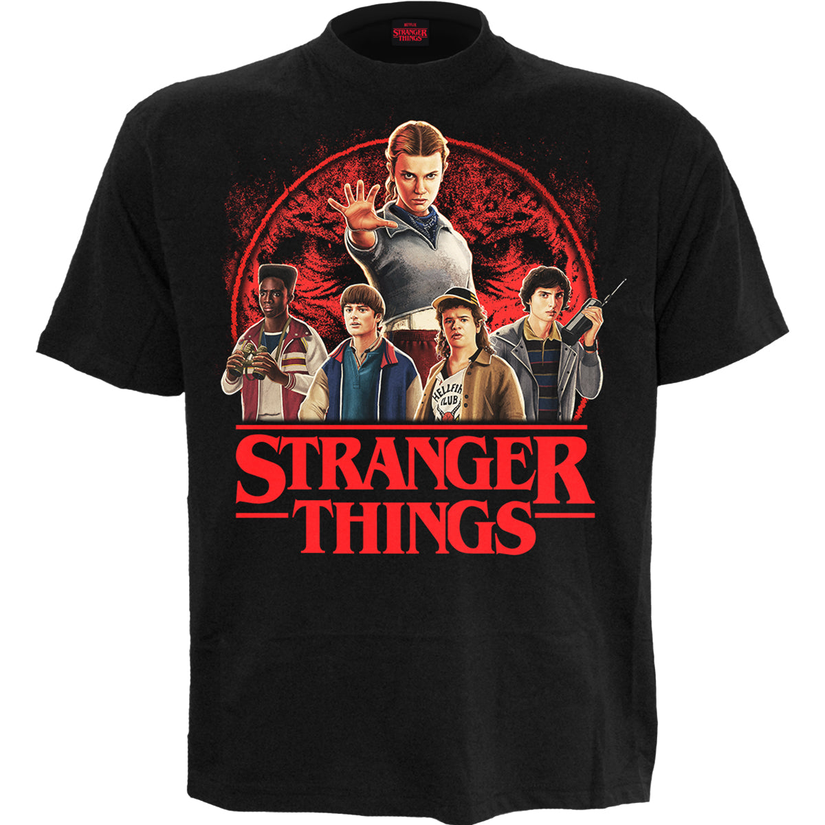 HAWKINS HEROES - Front Print T-Shirt Black