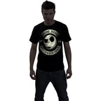 NIGHTMARE BEFORE XMAS -JACK CREST (GLOW) - Front Print T-Shirt Black