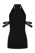 Necessary Evil Aphrodite Plunge Cowl Neck Top - Faux Leather Gothic Going Out Top
