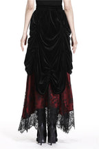 Dark In Love Arabella Red Maxi Skirt with Lace and Velvet