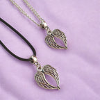 Wings Charm Necklace Silver Plated Or Waxed Cord Variable Lengths, Gift Packaged