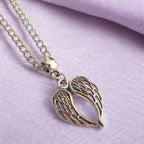 Wings Charm Necklace Silver Plated Or Waxed Cord Variable Lengths, Gift Packaged