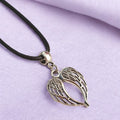 Wings Charm Necklace Silver Plated Or Waxed Cord Variable Lengths, Gift Packaged