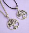 Tree Of Life Charm Necklace Silver Plated Or Waxed Cord Variable Lengths, Gift Packaged