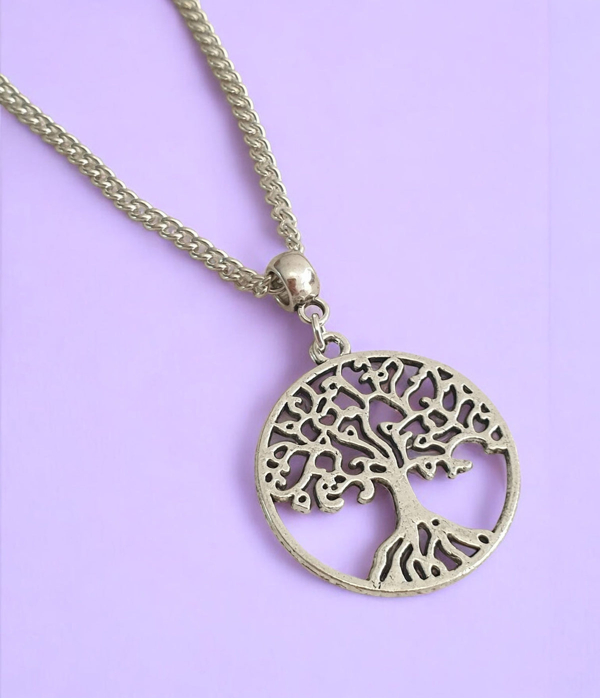 Tree Of Life Charm Necklace Silver Plated Or Waxed Cord Variable Lengths, Gift Packaged