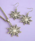 Sun Charm Jewellery Set, Dangly Earring And Necklace Set In Gift Bag