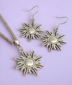Sun Charm Jewellery Set, Dangly Earring And Necklace Set In Gift Bag