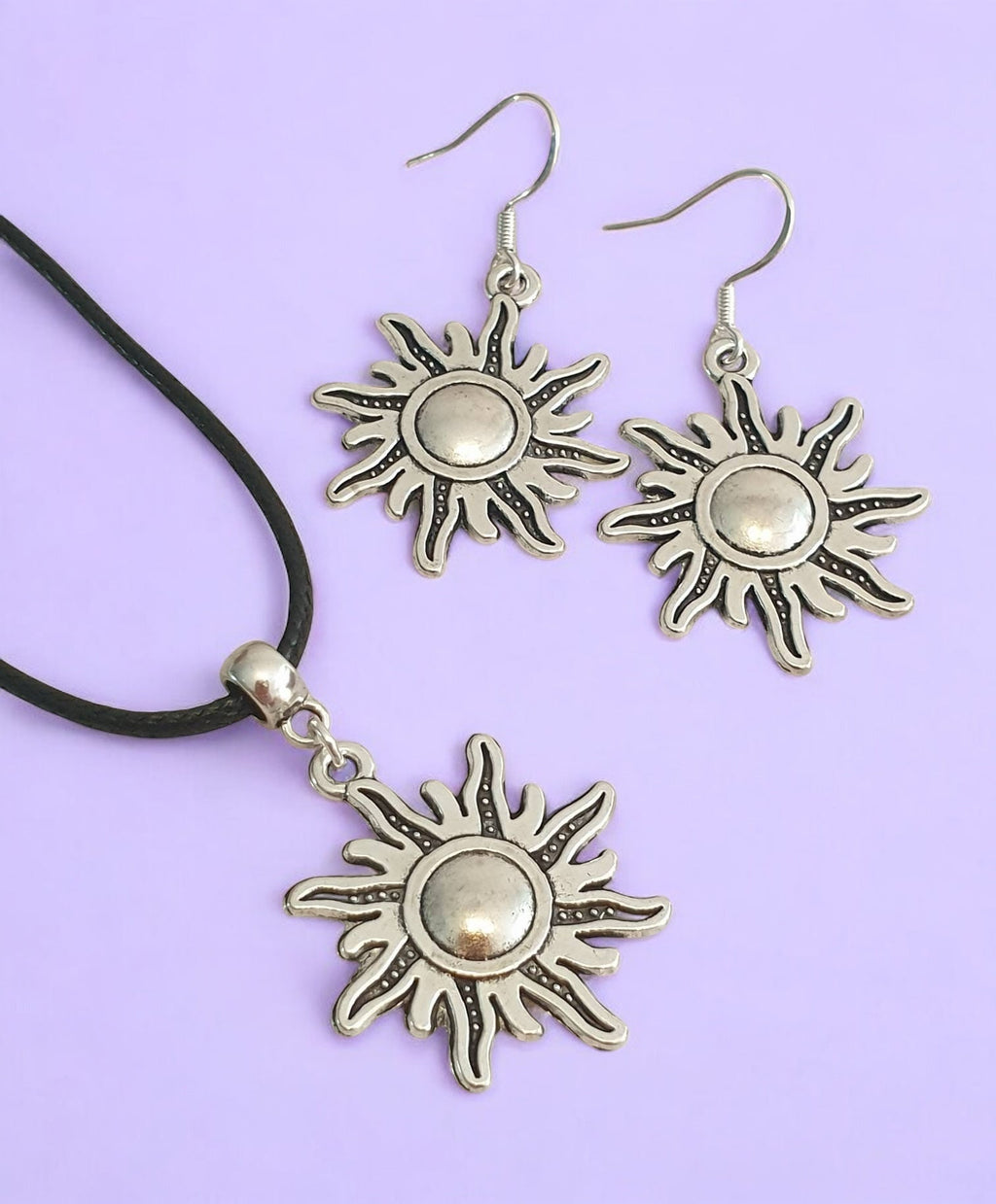 Sun Charm Jewellery Set, Dangly Earring And Necklace Set In Gift Bag
