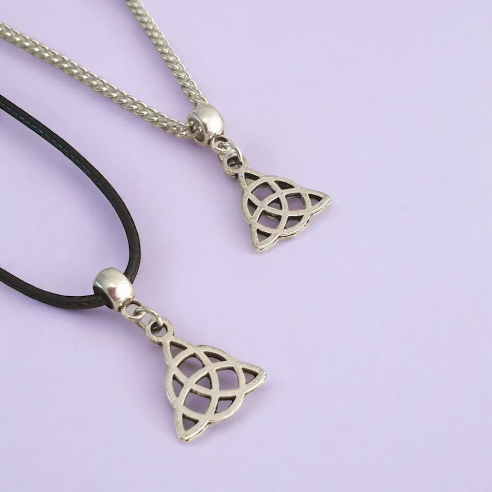 Celtic Charm Necklace Silver Plated Or Waxed Cord Variable Lengths, Gift Packaged
