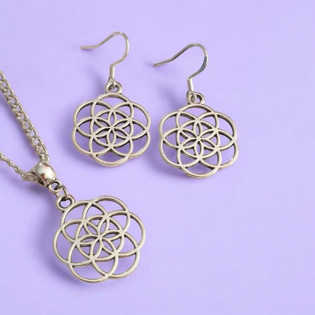Circle Of Life Charm Jewellery Set, Dangly Earring And Necklace Set In Gift Bag, Cord Or Chain Options