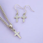 Cross Charm Jewellery Set, Dangly Earring And Necklace Set In Gift Bag