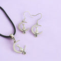 Cat And Moon Charm Jewellery Set, Dangly Earring And Necklace Set In Gift Bag, Cat Lover, Cord Or Chain Option