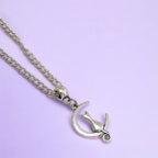 Cat And Moon Charm Necklace Silver Plated Or Waxed Cord Variable Lengths, Gift Packaged