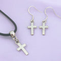 Cross Charm Jewellery Set, Dangly Earring And Necklace Set In Gift Bag