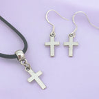 Cross Charm Jewellery Set, Dangly Earring And Necklace Set In Gift Bag