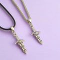 Dagger Charm Necklace Silver Plated Or Waxed Cord Variable Lengths, Gift Packaged