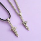 Dagger Charm Necklace Silver Plated Or Waxed Cord Variable Lengths, Gift Packaged