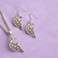 Fairy On Moon Charm Jewellery Set, Dangly Earring And Necklace Set In Gift Bag, Cord Or Chain Options