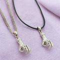 Hand Charm Necklace Silver Plated Or Waxed Cord Variable Lengths, Gift Packaged, Wednesday Inspired, Thing Hand