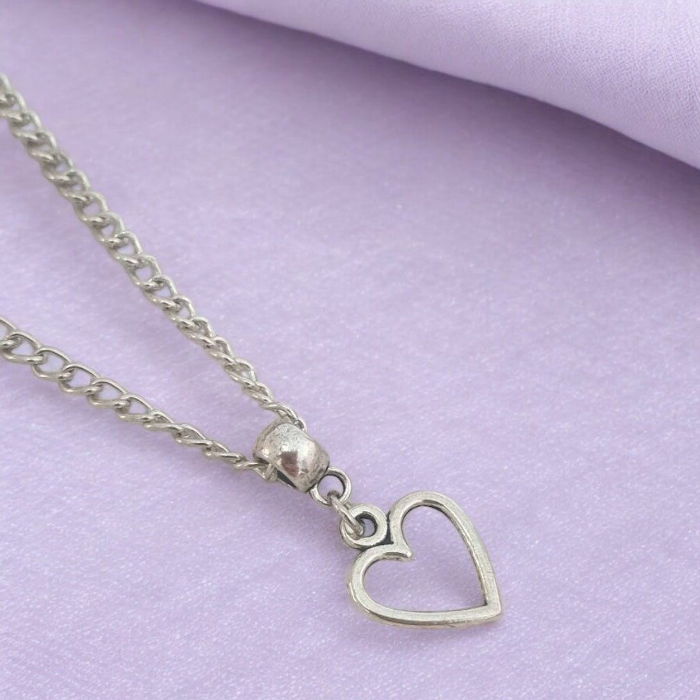 Heart Charm Necklace Silver Plated Or Waxed Cord Variable Lengths, Gift Packaged