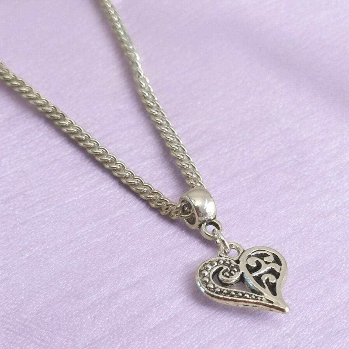 Heart Charm Necklace Silver Plated Or Waxed Cord Variable Lengths, Gift Packaged