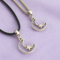 Moon & Star Charm Necklace Silver Plated Or Waxed Cord Variable Lengths, Gift Packaged
