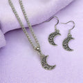 Moon Charm Jewellery Set, Dangly Earring And Necklace Set In Gift Bag, Cord Or Chain Options