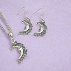 Moon Charm Jewellery Set, Dangly Earrings And Necklace Set In Gift Bag