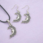 Moon Charm Jewellery Set, Dangly Earrings And Necklace Set In Gift Bag