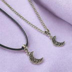 Moon Charm Necklace Silver Plated Or Waxed Cord Variable Lengths, Gift Packaged