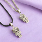 Owl Charm Necklace Silver Plated Or Waxed Cord Variable Lengths, Gift Packaged