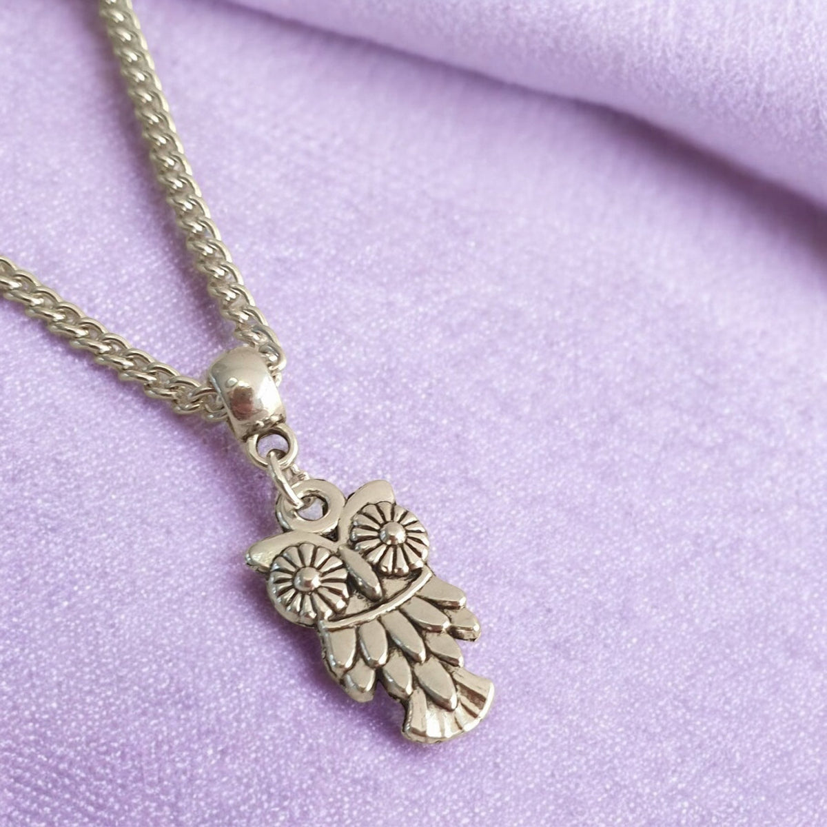 Owl Charm Necklace Silver Plated Or Waxed Cord Variable Lengths, Gift Packaged