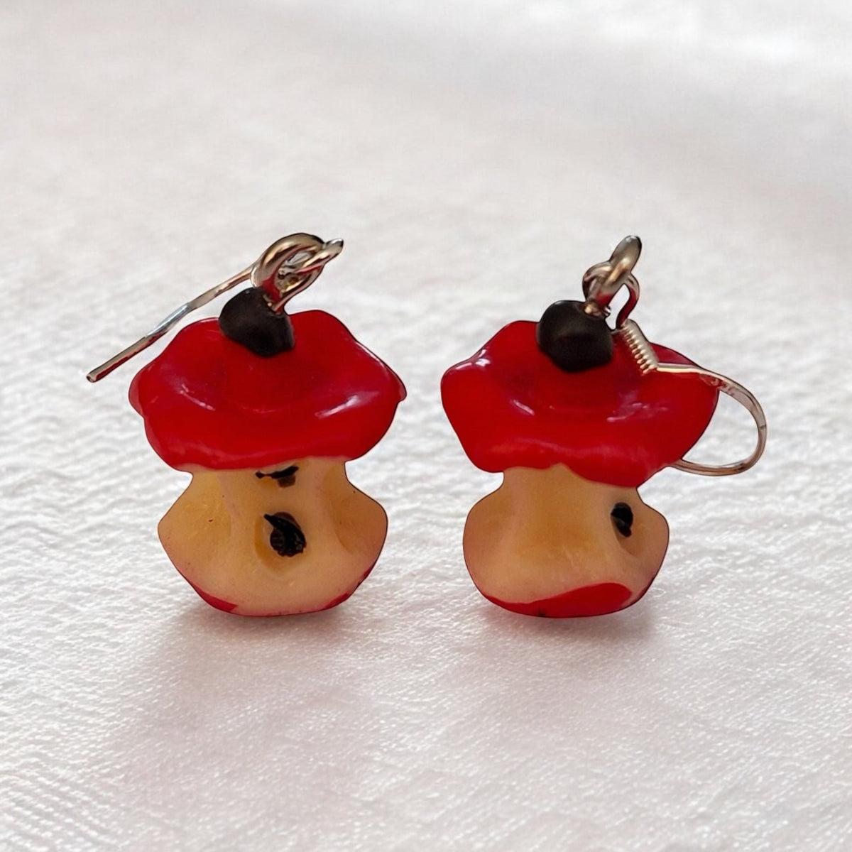 Novelty Apple Core Dangly Earrings