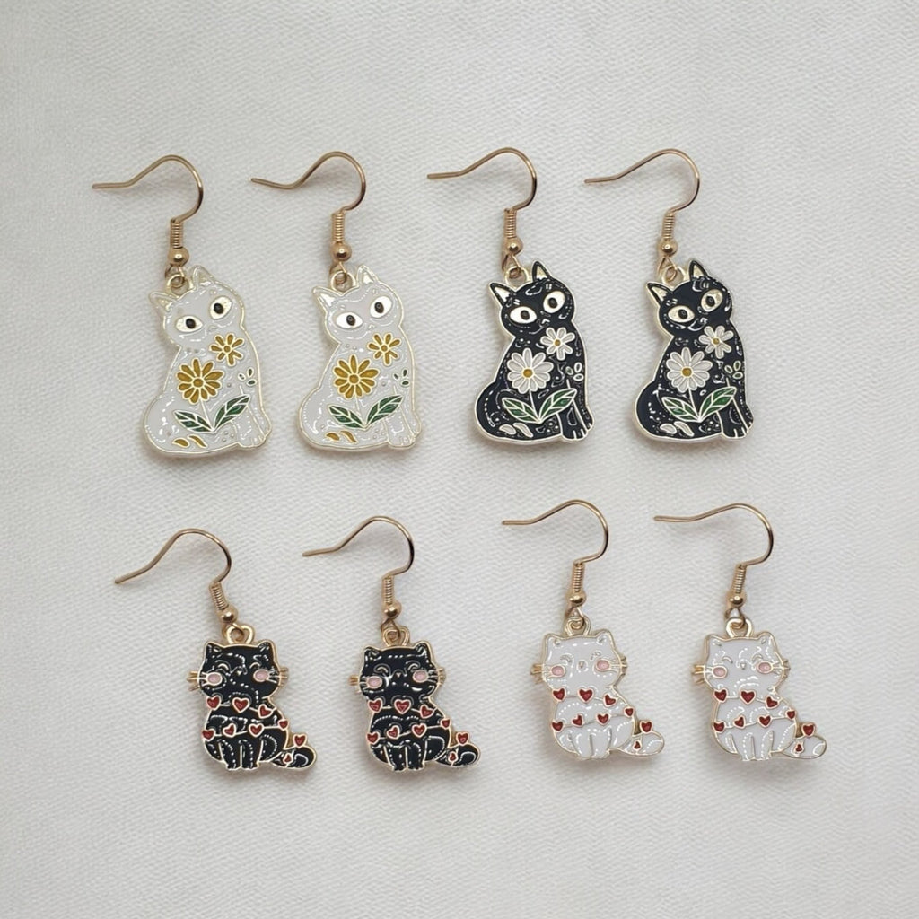 Novelty Enamel Cat Earrings