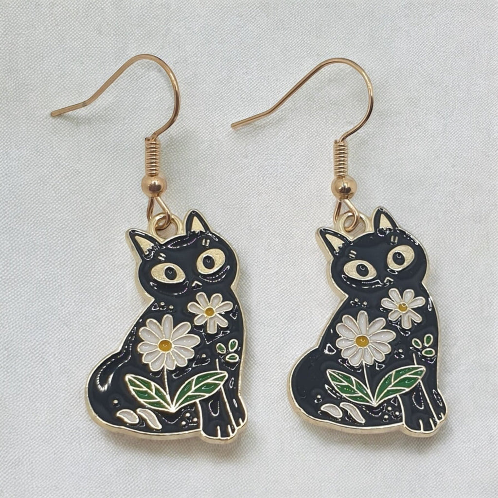 Novelty Enamel Cat Earrings