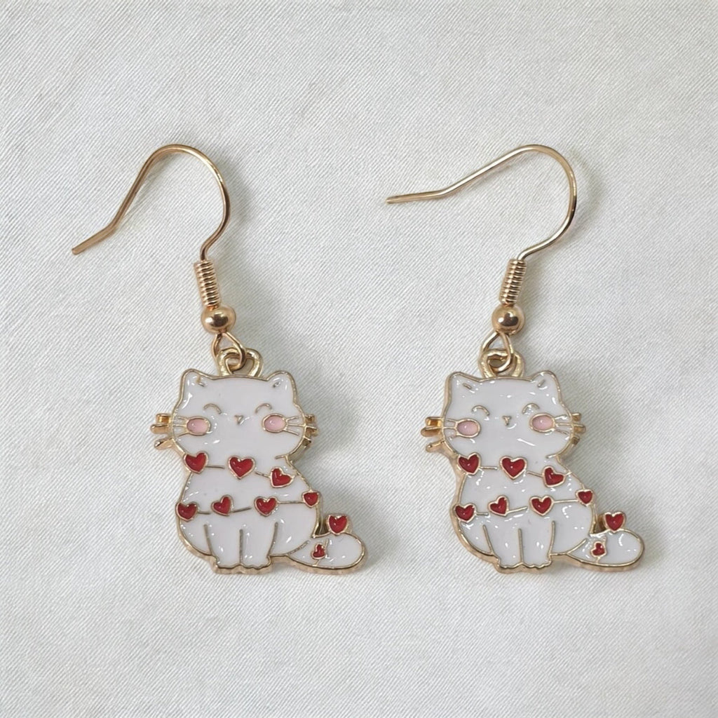 Novelty Enamel Cat Earrings