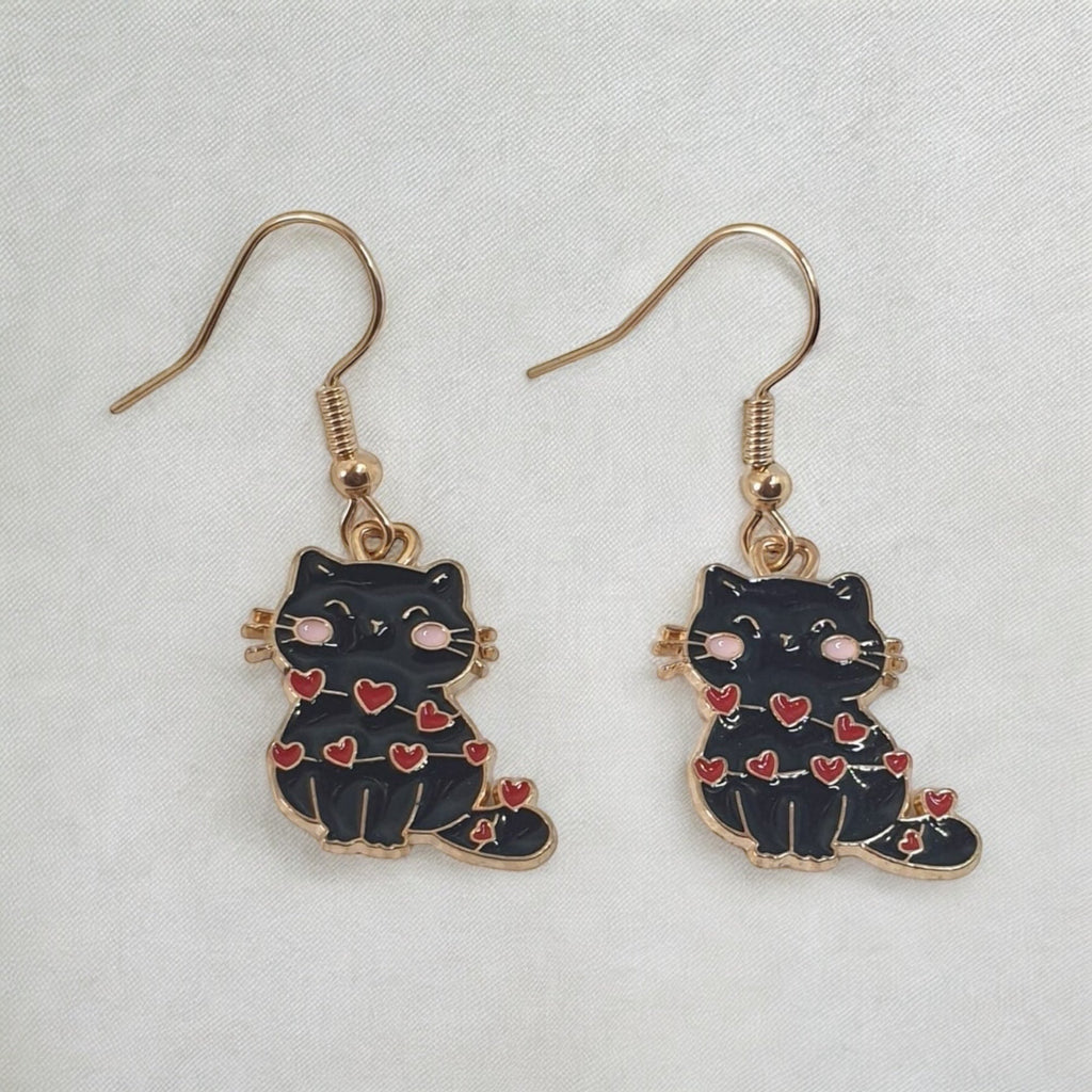 Novelty Enamel Cat Earrings