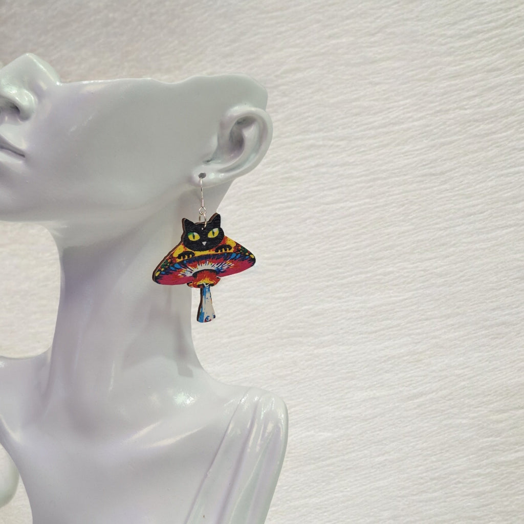 Black Cat UFO Earrings