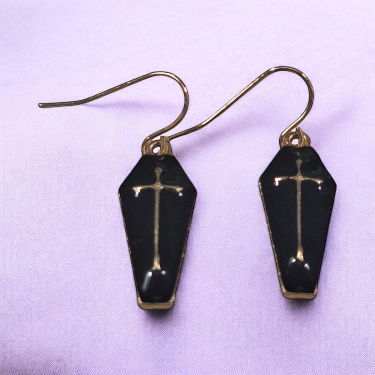 Enamel Coffin Dangly Earrings