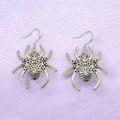 Large Silver Coloured Spider Dangly Earrings