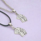 Playing Card Charm Necklace Silver Plated Or Waxed Cord Variable Lengths, Gift Packaged