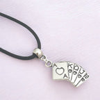Playing Card Charm Necklace Silver Plated Or Waxed Cord Variable Lengths, Gift Packaged