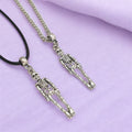 Skeleton Charm Necklace Silver Plated Or Waxed Cord Variable Lengths, Gift Packaged, Spooky Halloween Gift