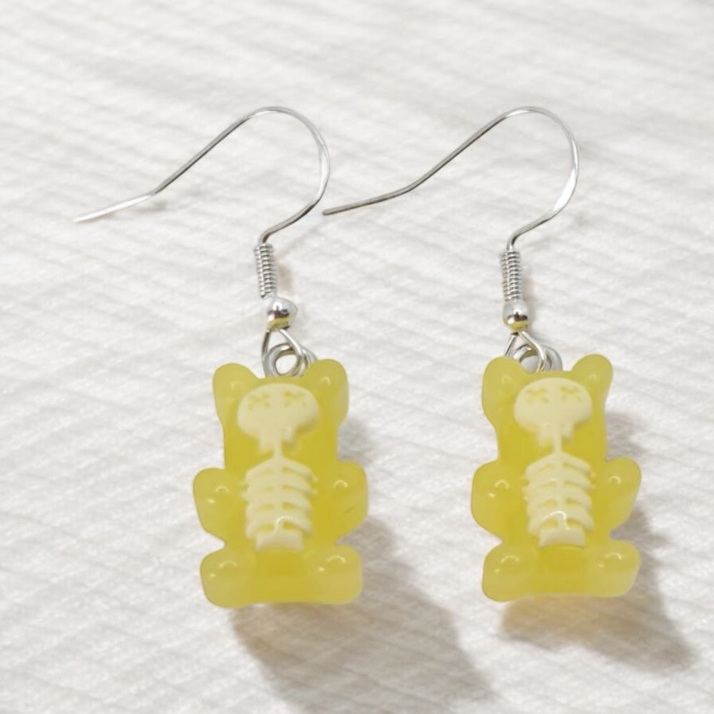 Skeleton Gummy Bear Dangly Earrings