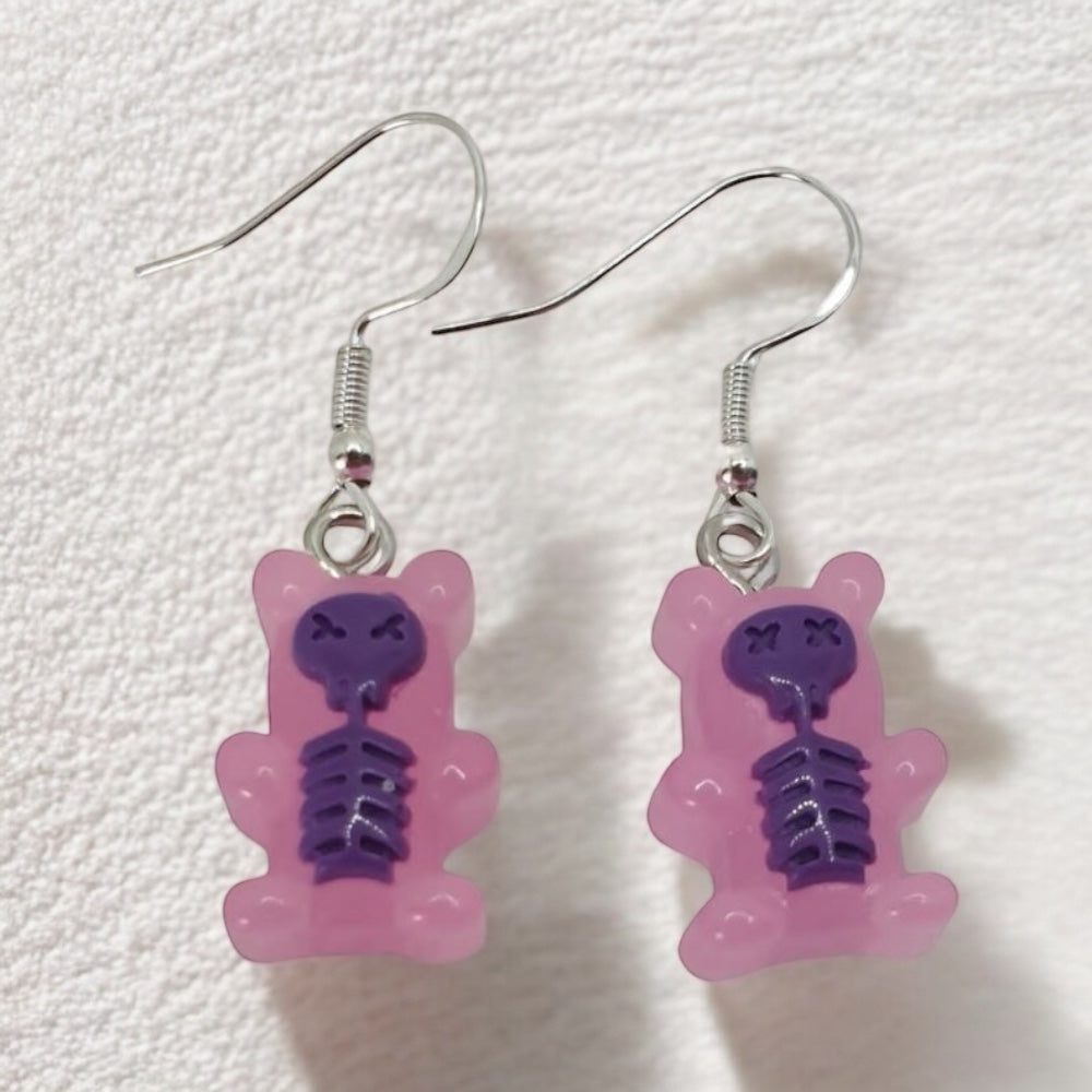 Skeleton Gummy Bear Dangly Earrings