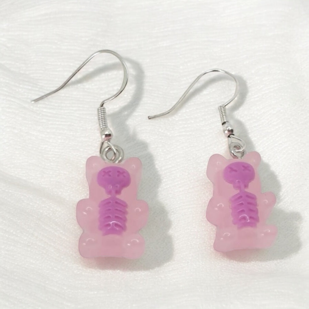 Skeleton Gummy Bear Dangly Earrings