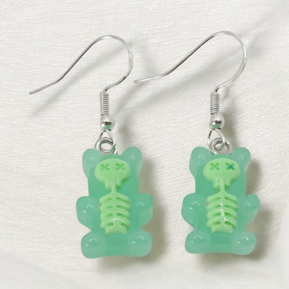 Skeleton Gummy Bear Dangly Earrings