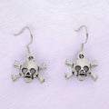 Skull And Cross Bone Dangly Earrings