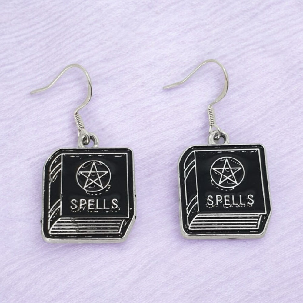 Spell Book Dangly Charm Earrings