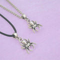 Spider Charm Necklace Silver Plated Or Waxed Cord Variable Lengths, Gift Packaged, Spooky Halloween Gift